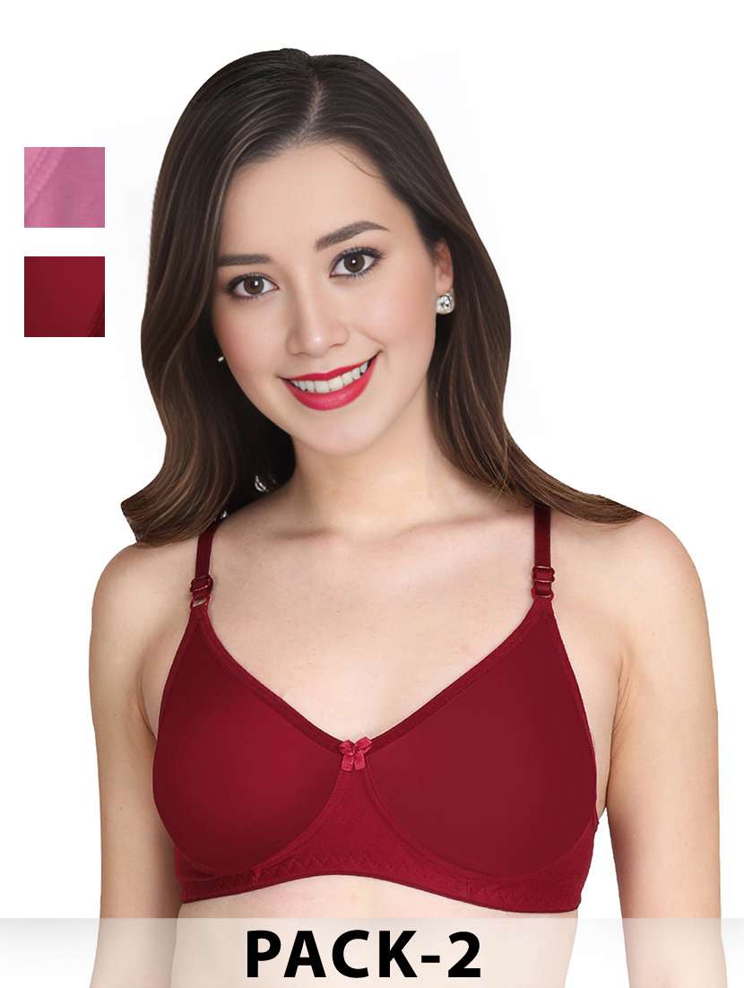 women pack of 2 solid non wired t-shirt bra