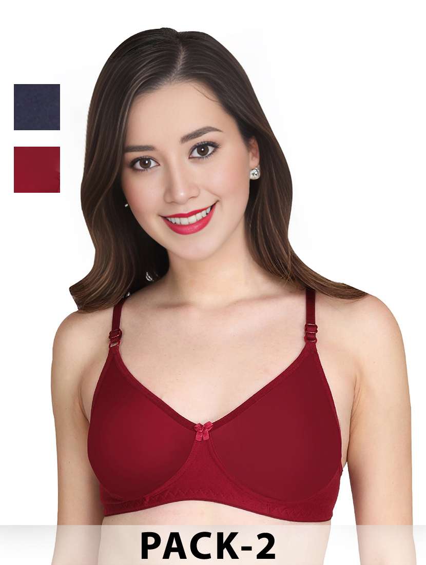 women pack of 2 solid non wired t-shirt bra