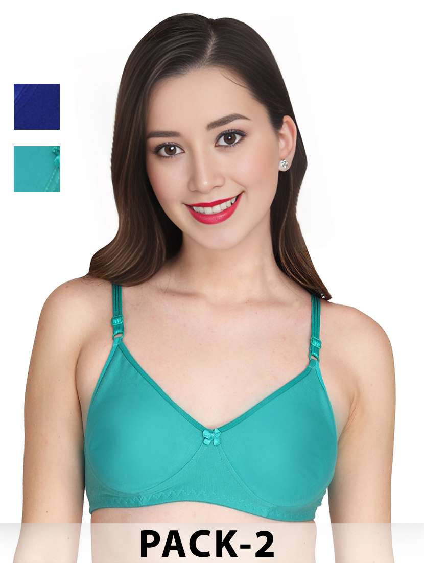 women pack of 2 solid non wired t-shirt bra
