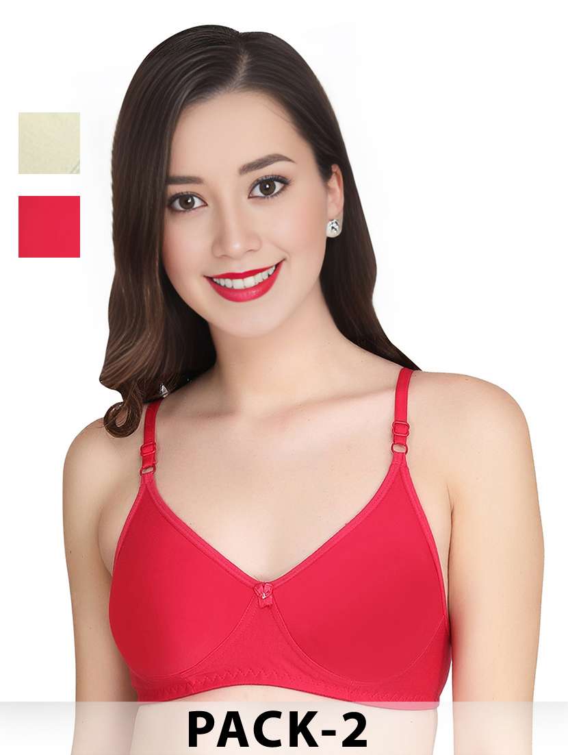 women pack of 2 solid non wired t-shirt bra