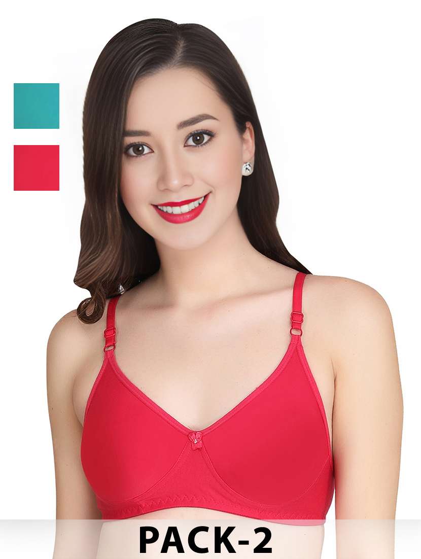 women pack of 2 solid non wired t-shirt bra