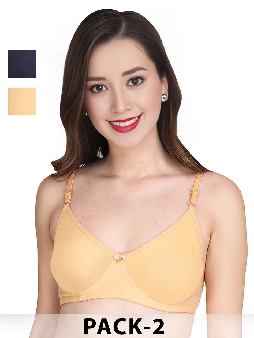 women pack of 2 solid non wired t-shirt bra