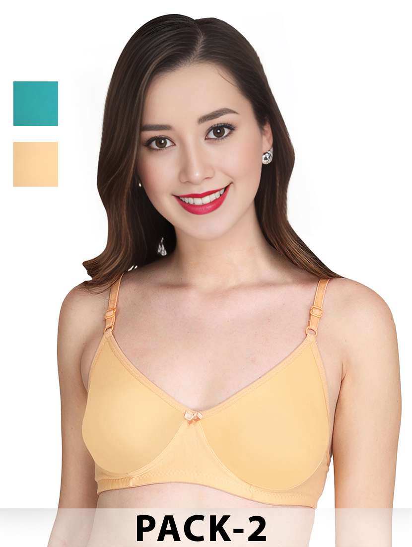 women pack of 2 solid non wired t-shirt bra