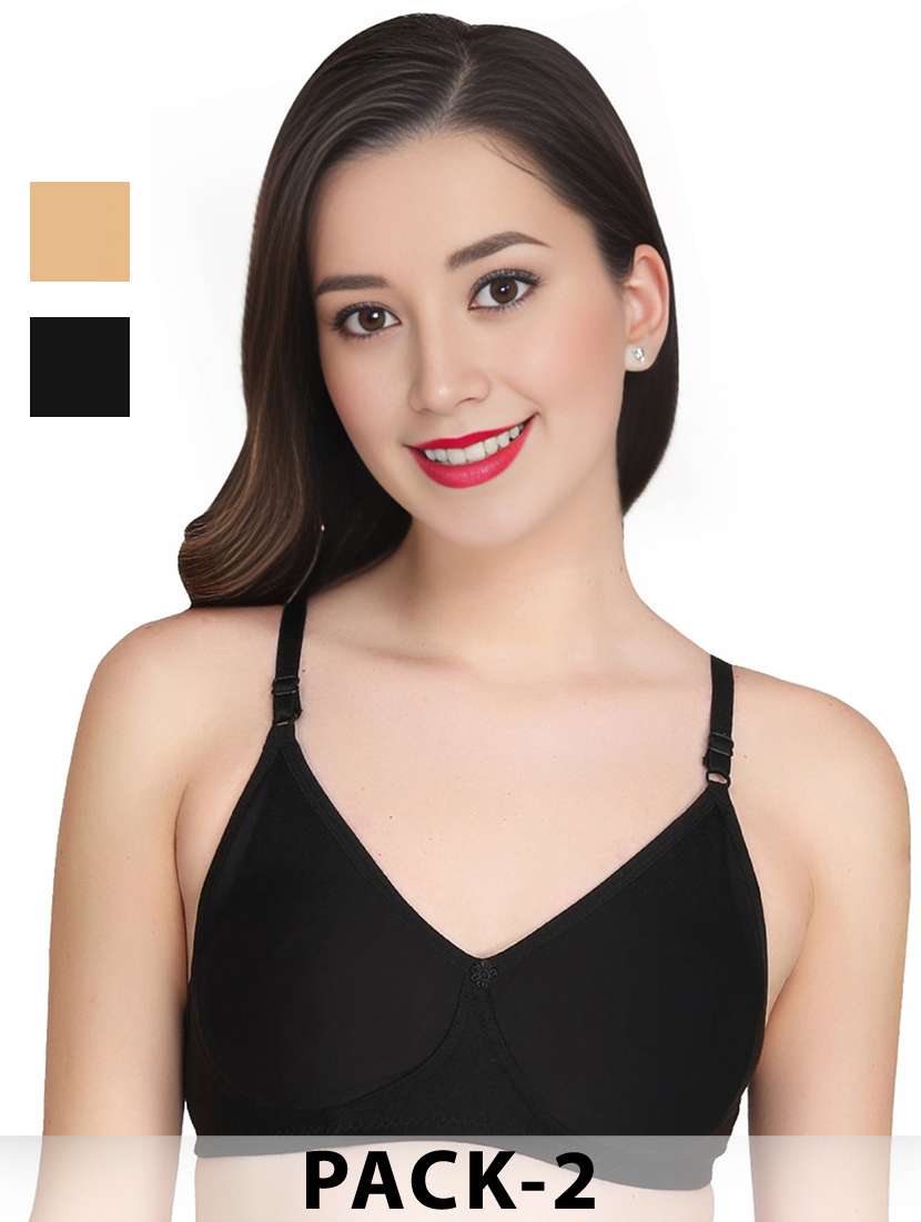 women pack of 2 solid non wired t-shirt bra