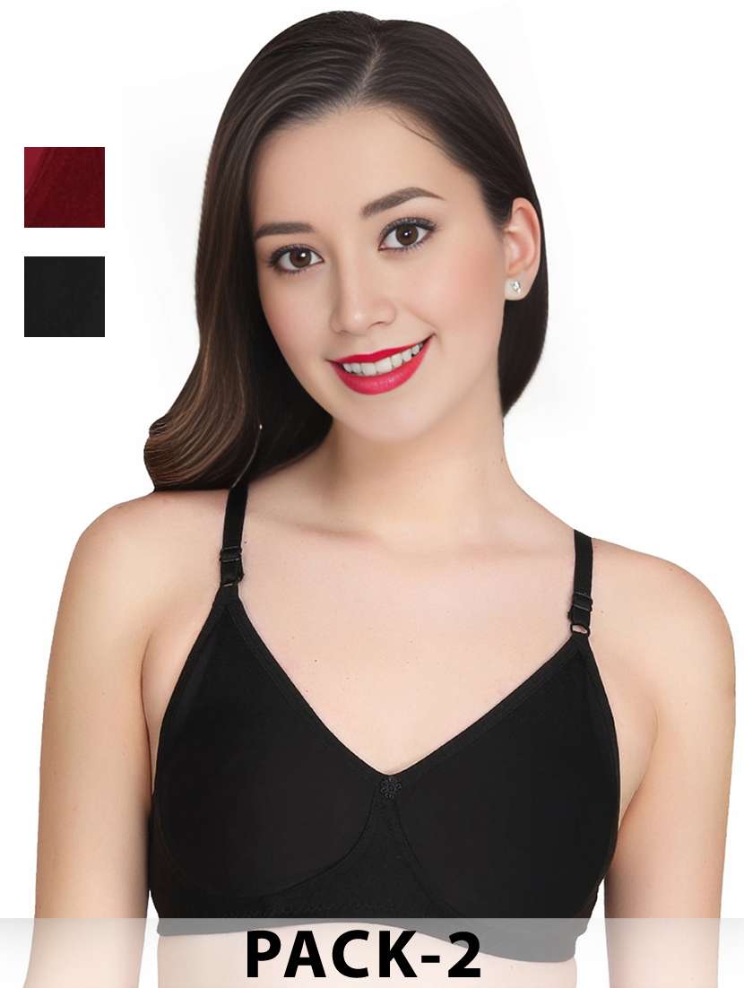 women pack of 2 solid non wired t-shirt bra