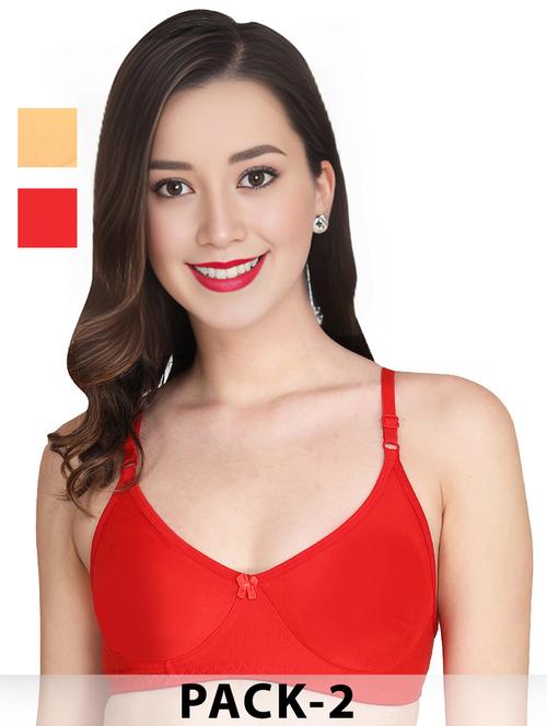 red cotton combos bra - 22025424 - Standard Image - 0