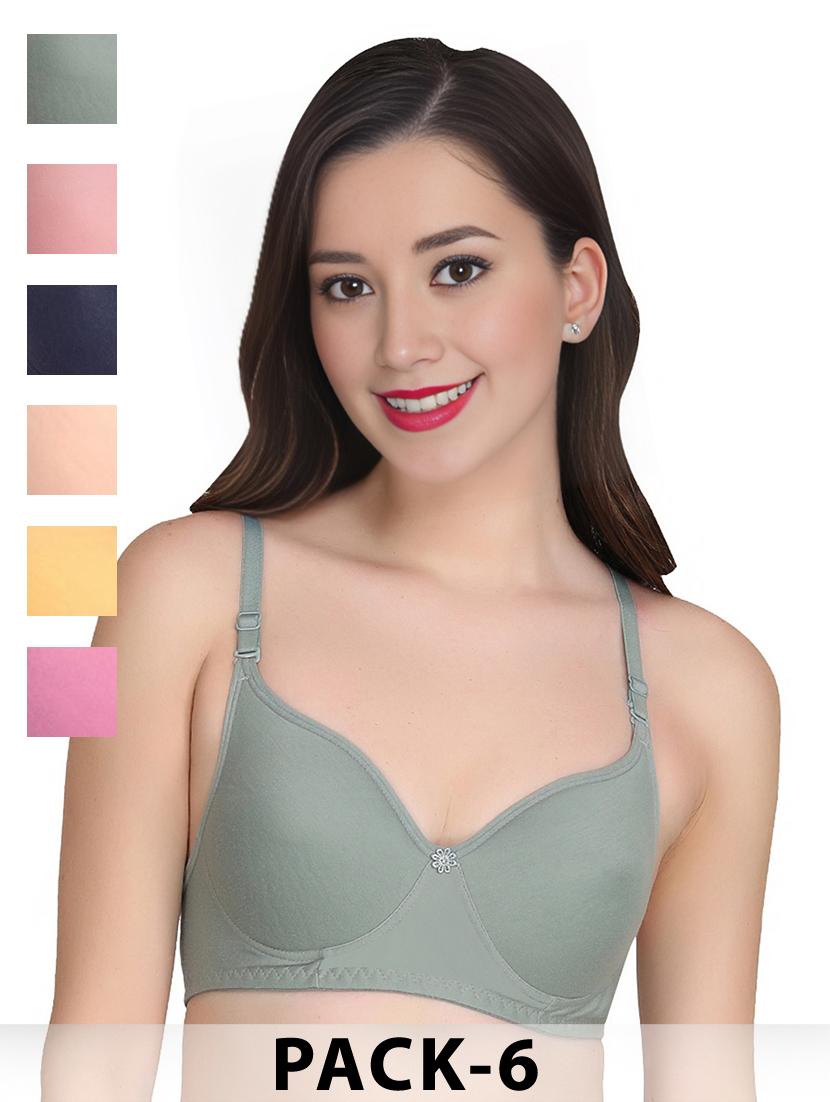 green cotton combos bra - 22025442 - Zoom Image - 0