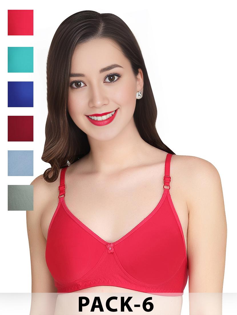fuchsia cotton combos bra - 22025472 -  Zoom Image - 0