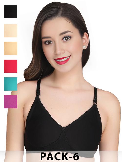 black cotton combos bra - 22025493 - Standard Image - 0