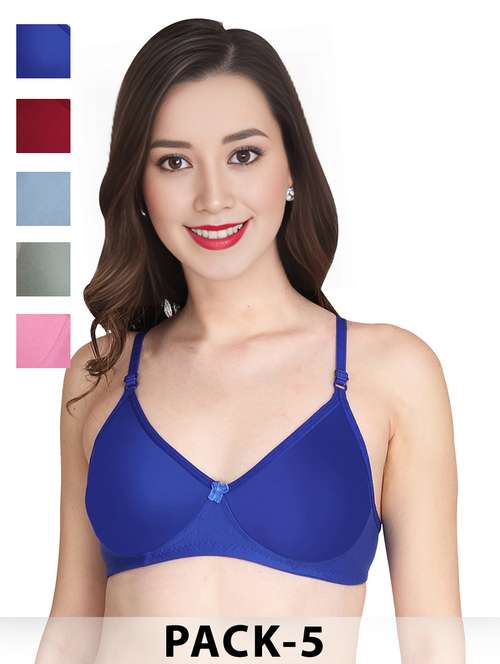 blue cotton lightly padded everyday bra - 22025538 -  Standard Image - 0