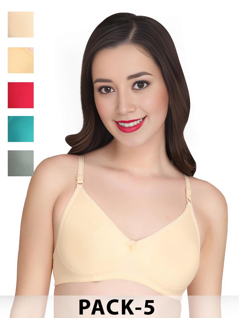 women pack of 5 solid non wired t-shirt bra - 22025577 - Zoom Image - 0