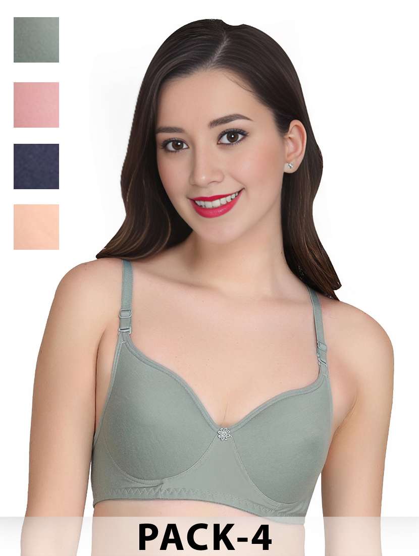 women pack of 4 solid non wired t-shirt bra
