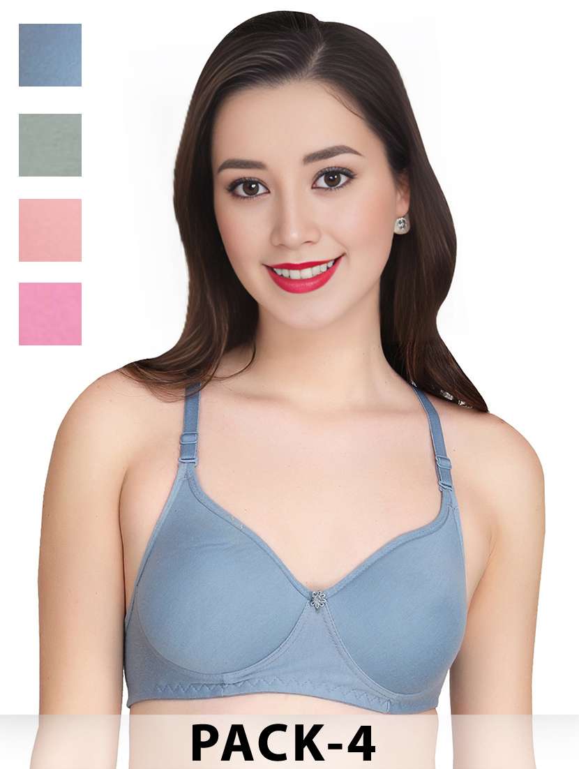 women pack of 4 solid non wired t-shirt bra