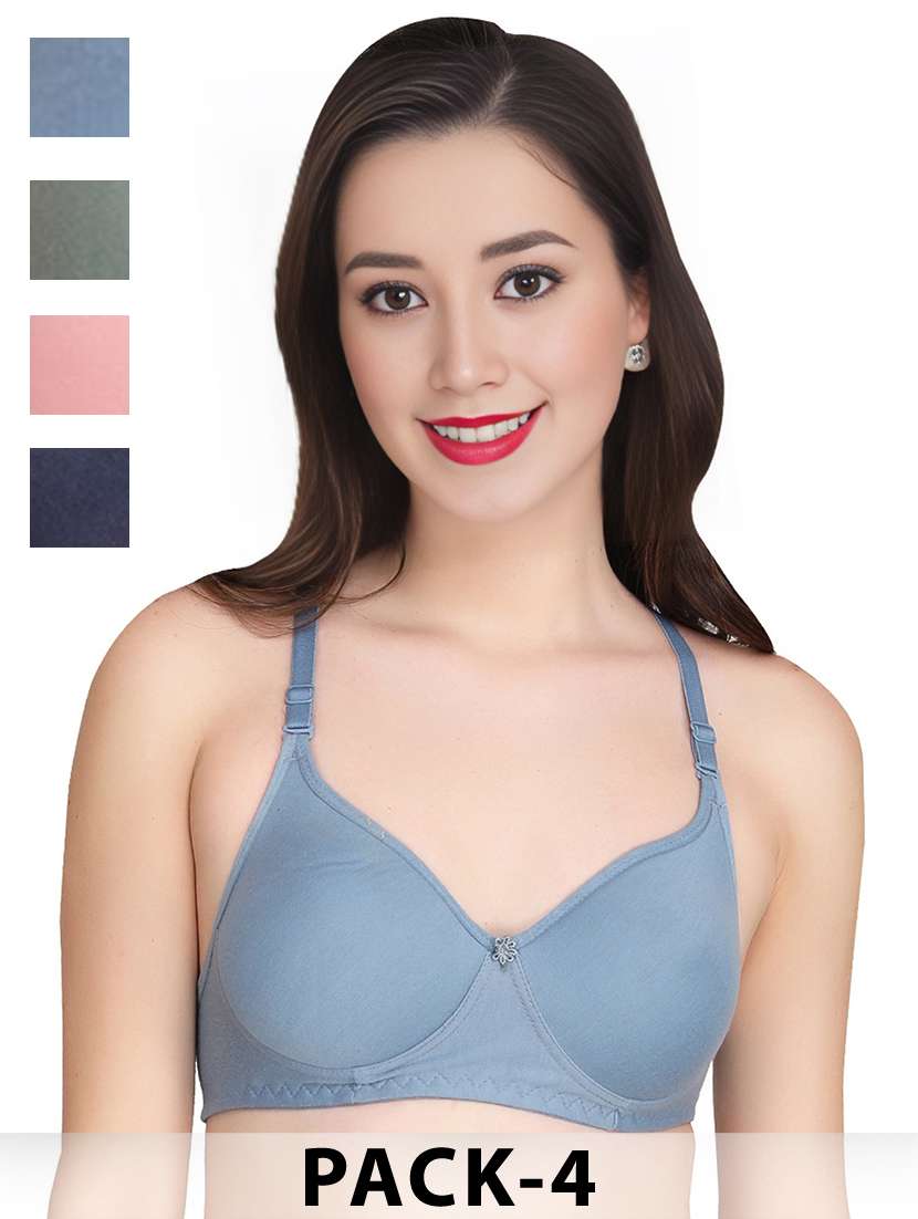 women pack of 4 solid non wired t-shirt bra