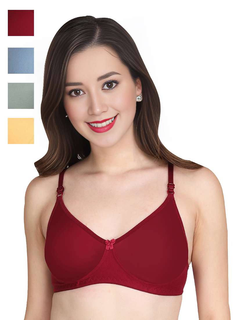 women pack of 4 solid non wired bra