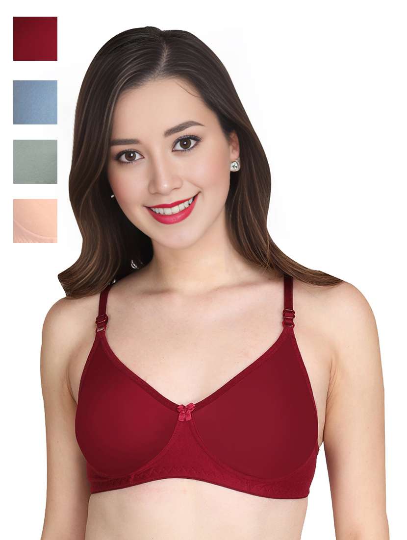 women pack of 4 solid non wired t-shirt bra