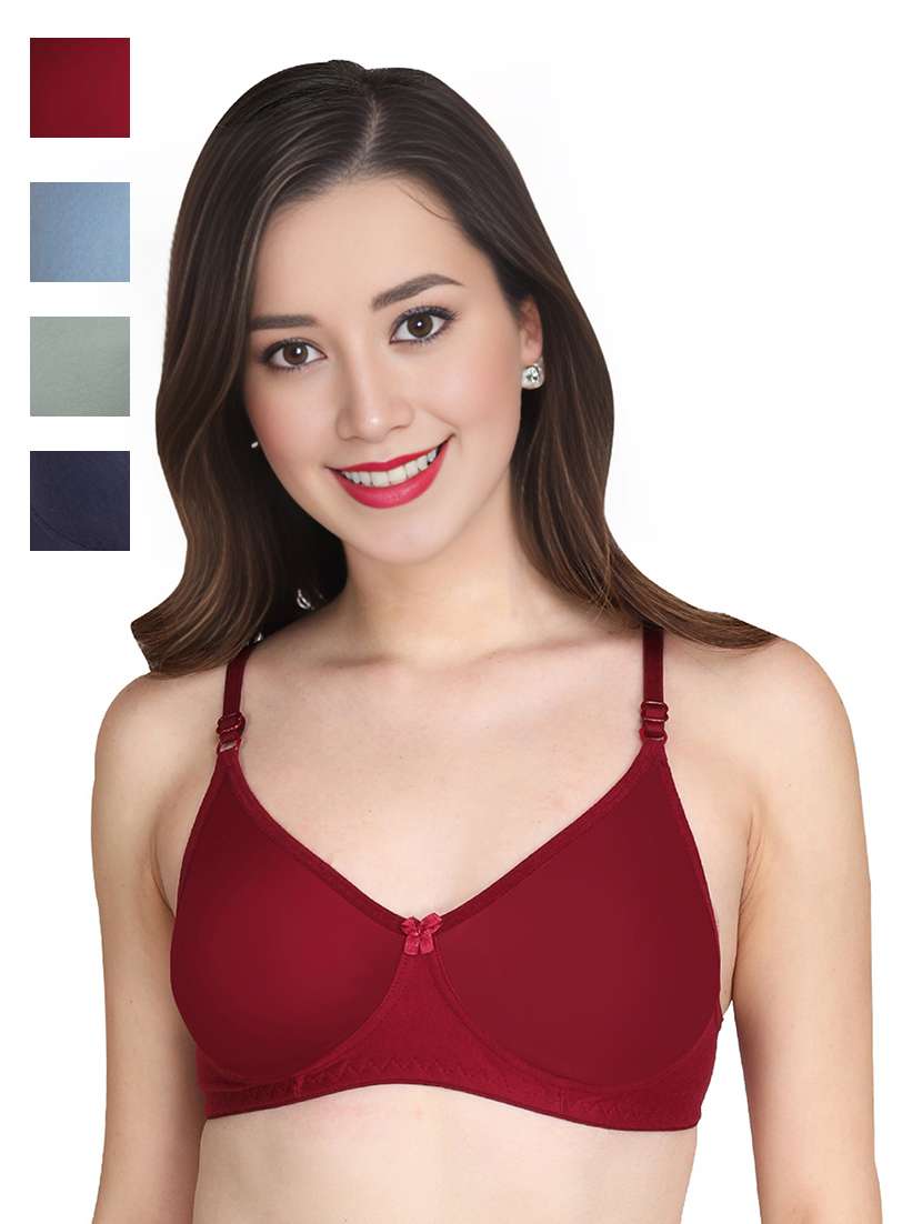 women pack of 4 solid non wired bra