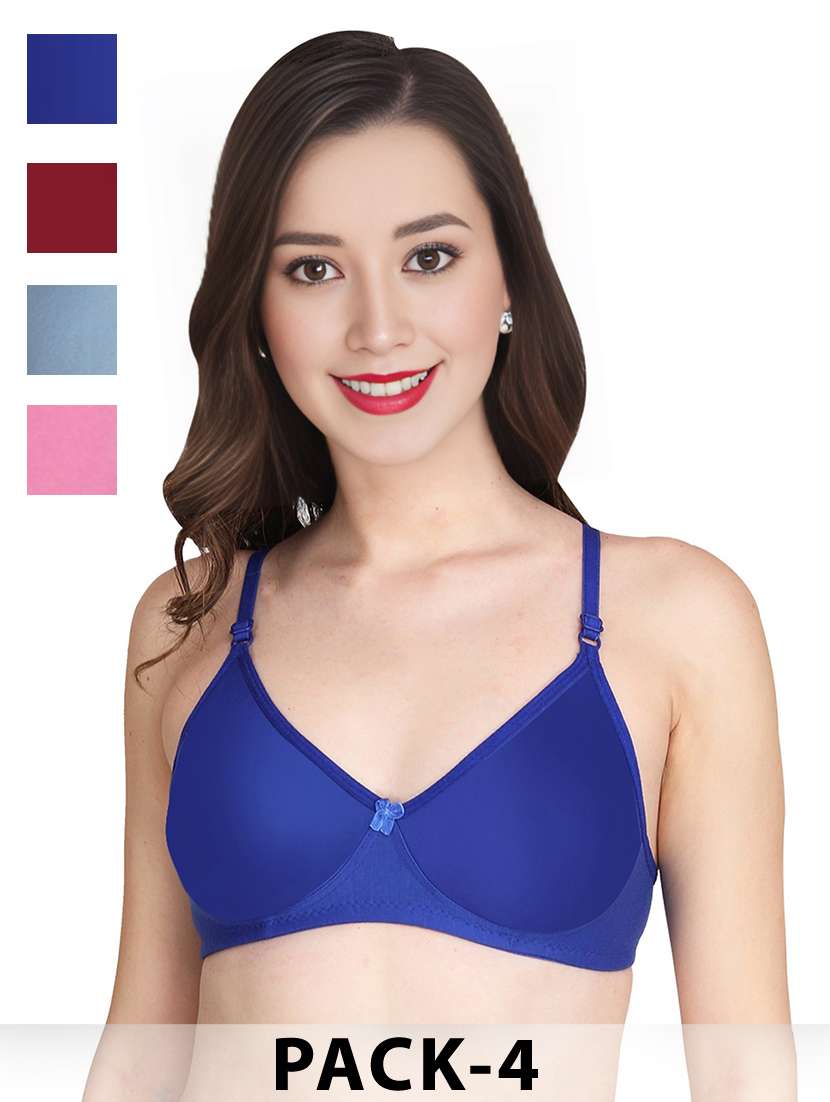 women pack of 4 solid non wired t-shirt bra