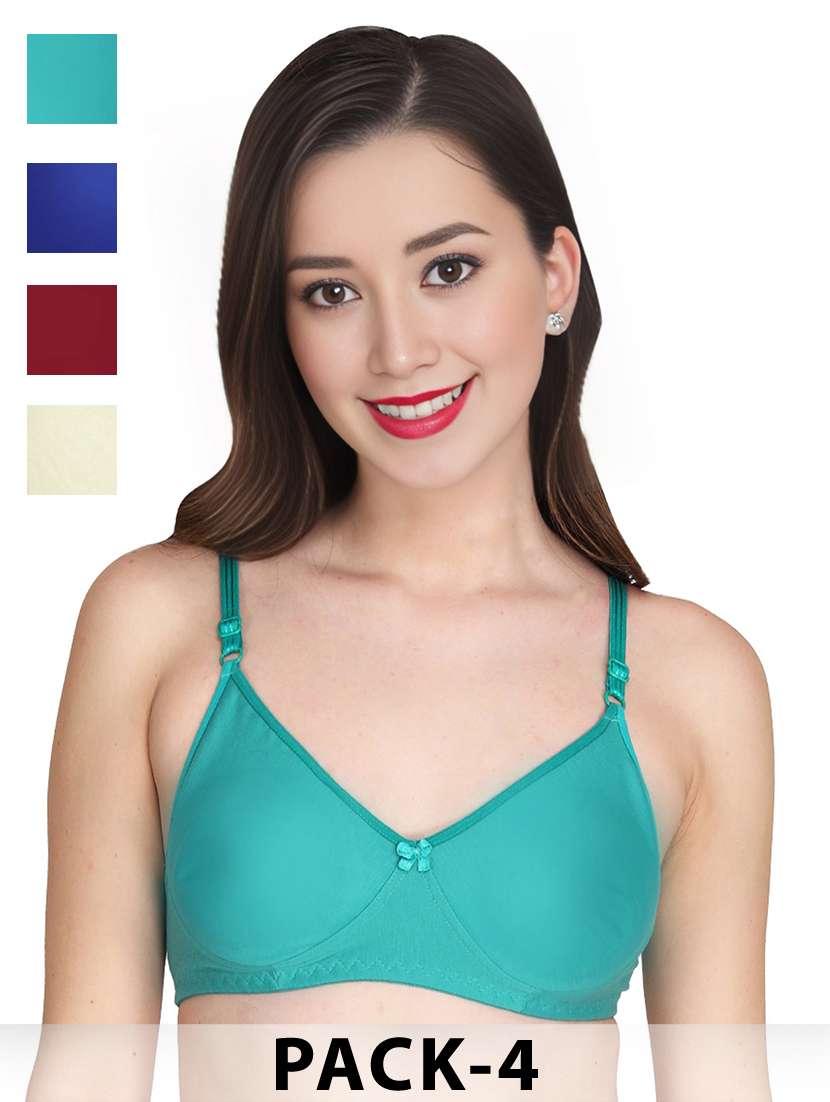 women pack of 4 solid non wired t-shirt bra