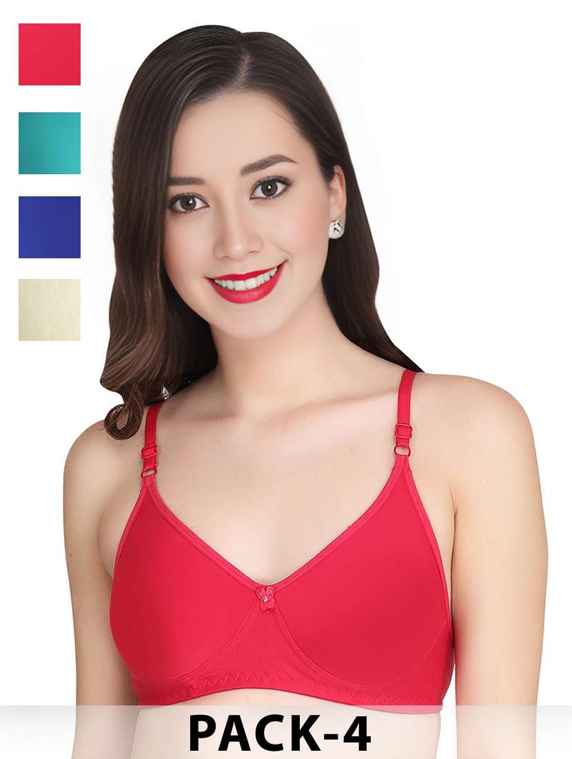 women pack of 4 solid non wired t-shirt bra