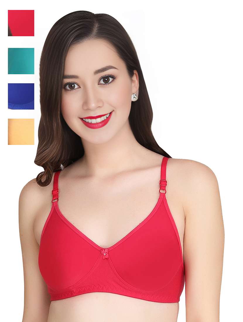 women pack of 4 solid non wired t-shirt bra