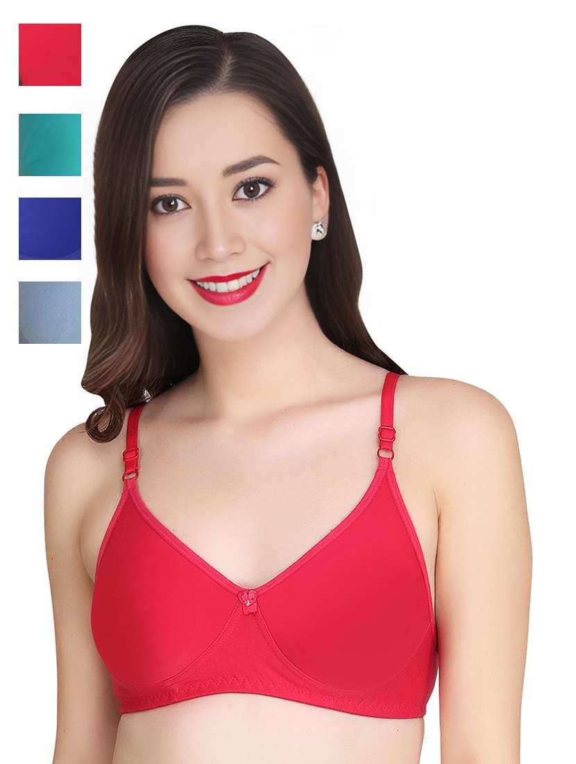 women pack of 4 solid non wired bra