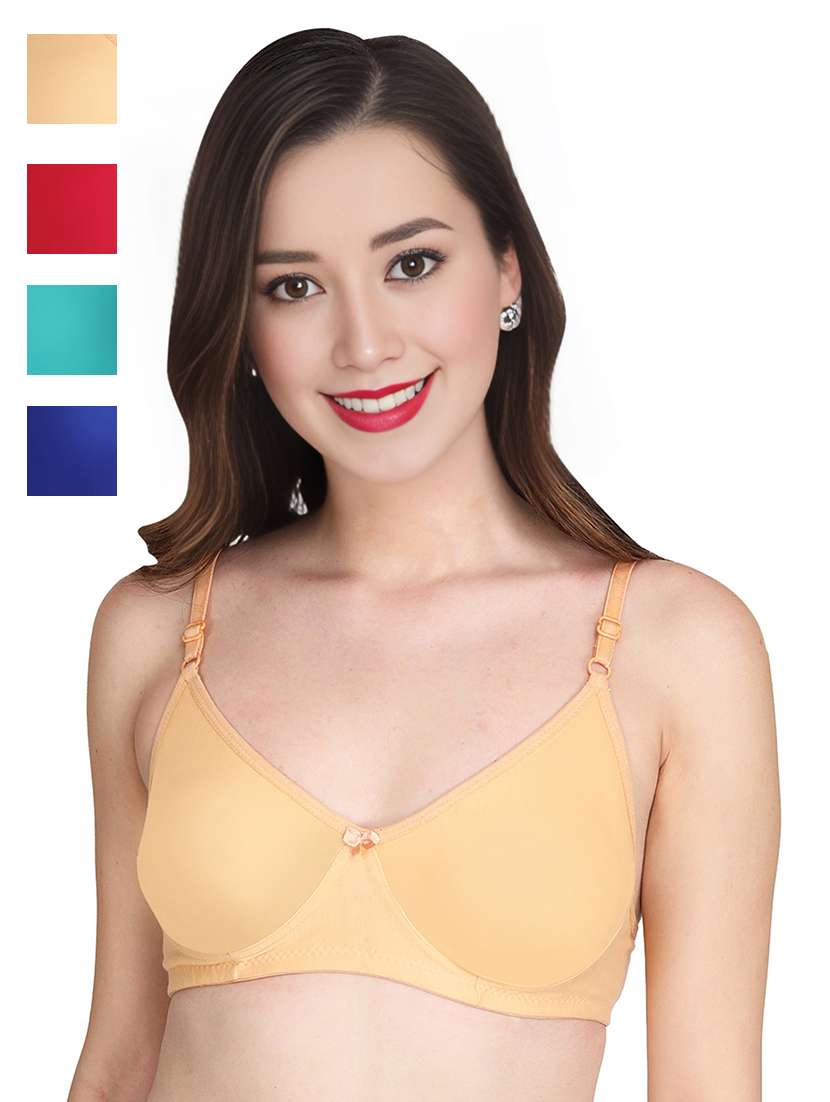 women pack of 4 solid non wired t-shirt bra