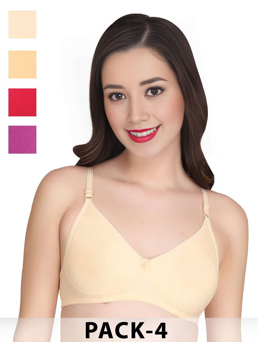 women pack of 4 solid non wired t-shirt bra