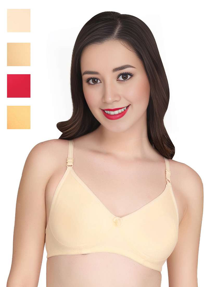 women pack of 4 solid non wired t-shirt bra