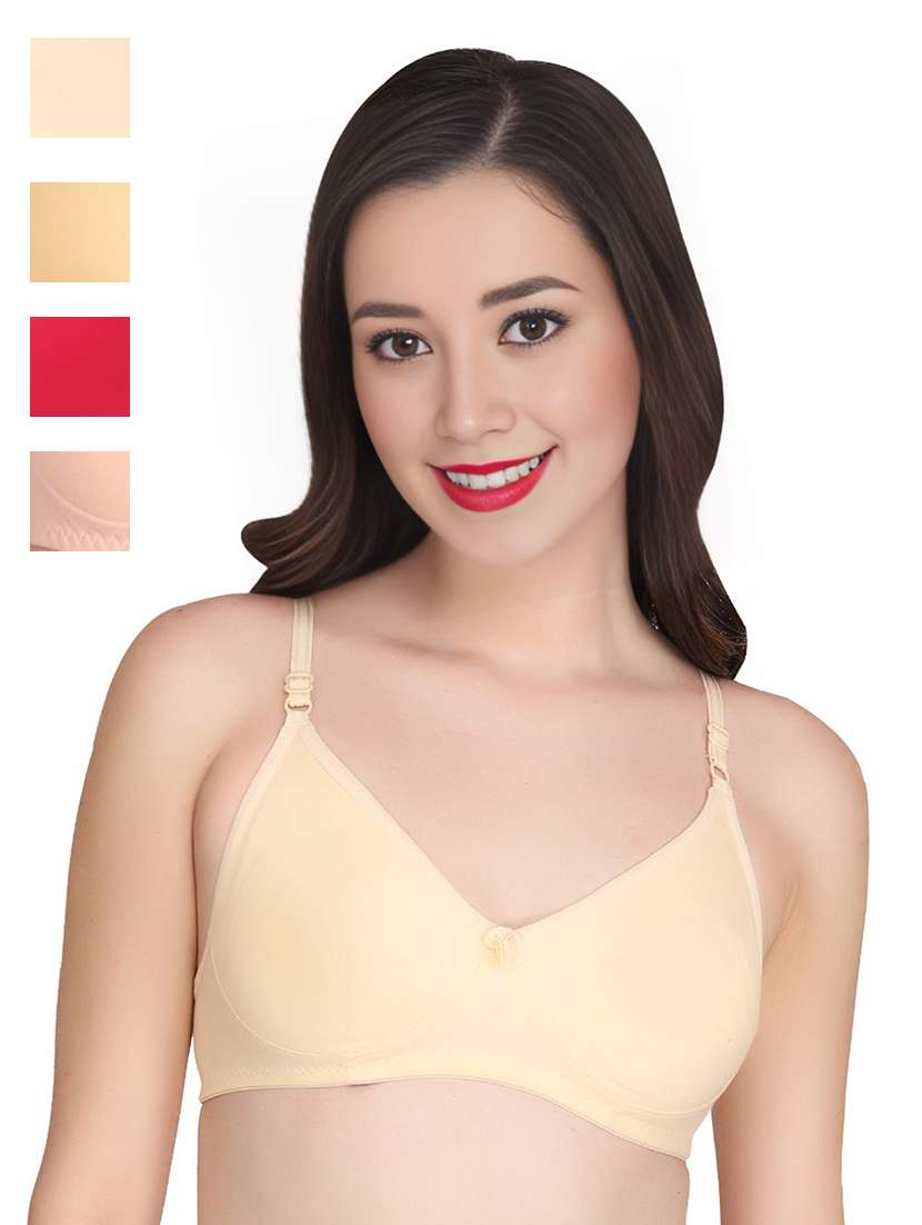 women pack of 4 solid non wired t-shirt bra