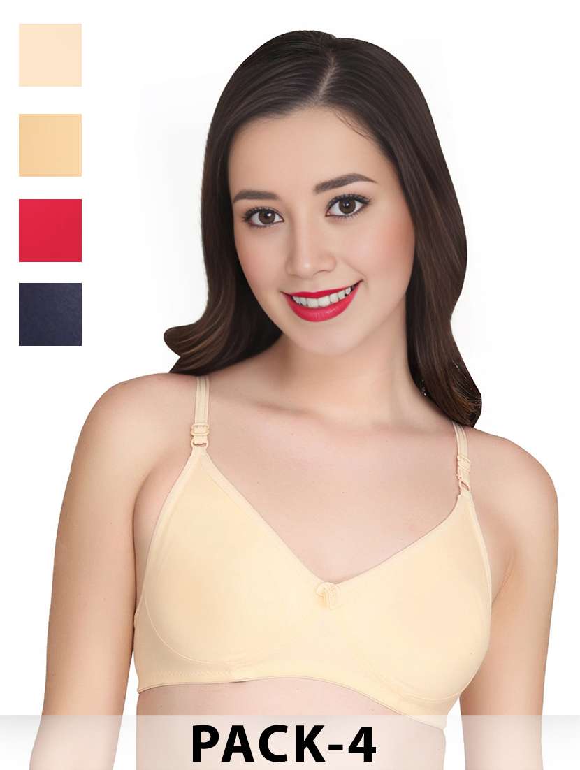 women pack of 4 solid non wired t-shirt bra