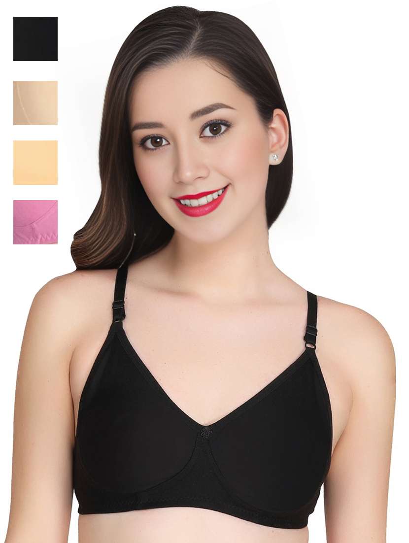 women pack of 4 solid non wired t-shirt bra