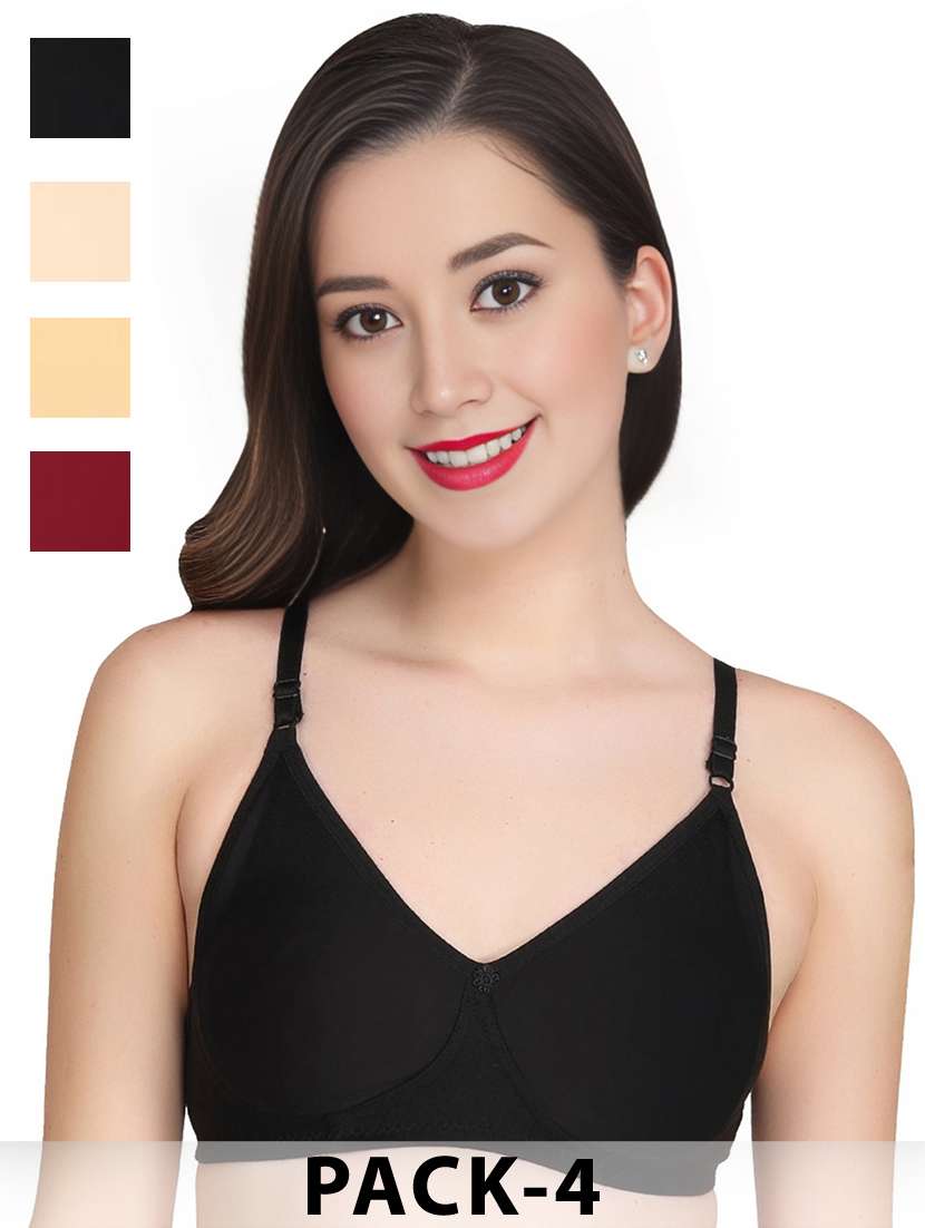 women pack of 4 solid non wired t-shirt bra
