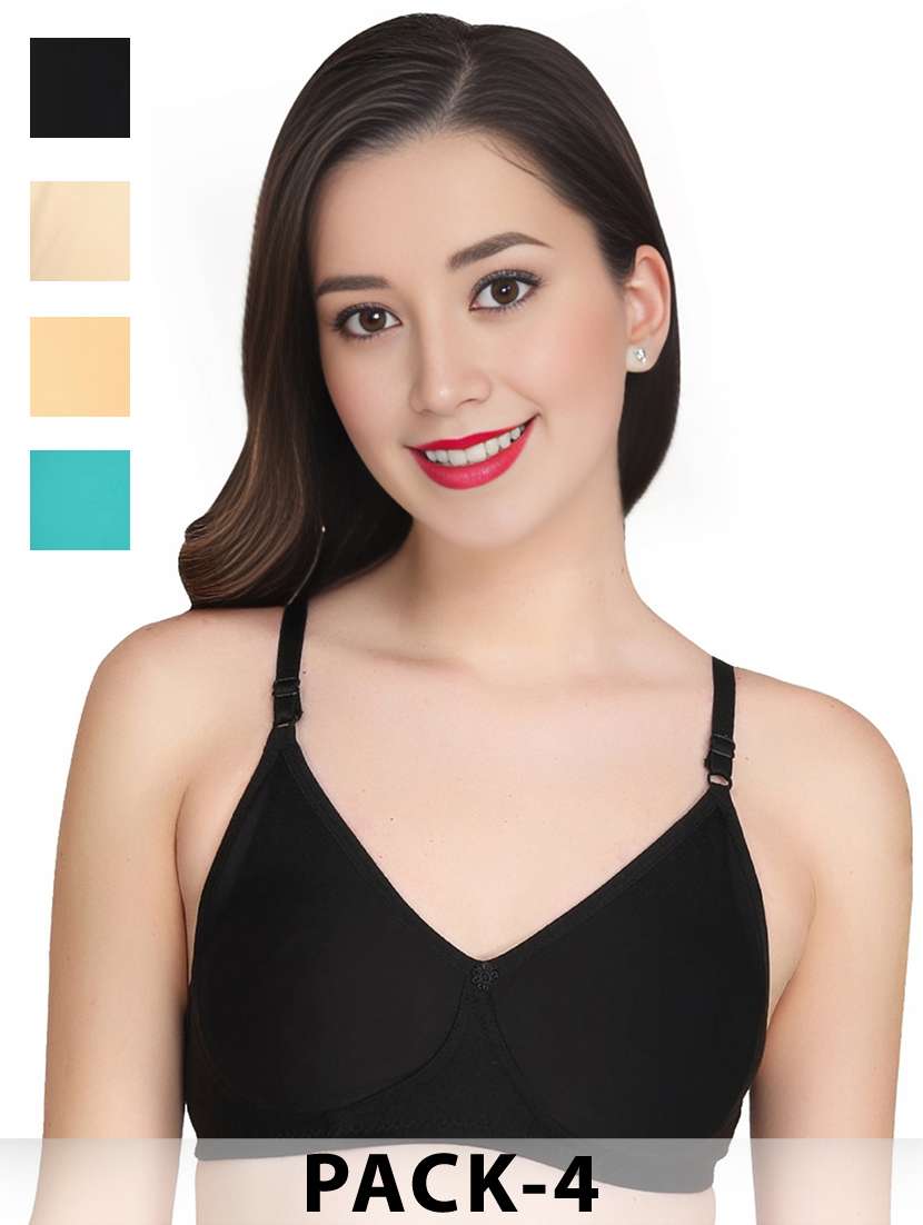 women pack of 4 solid non wired t-shirt bra