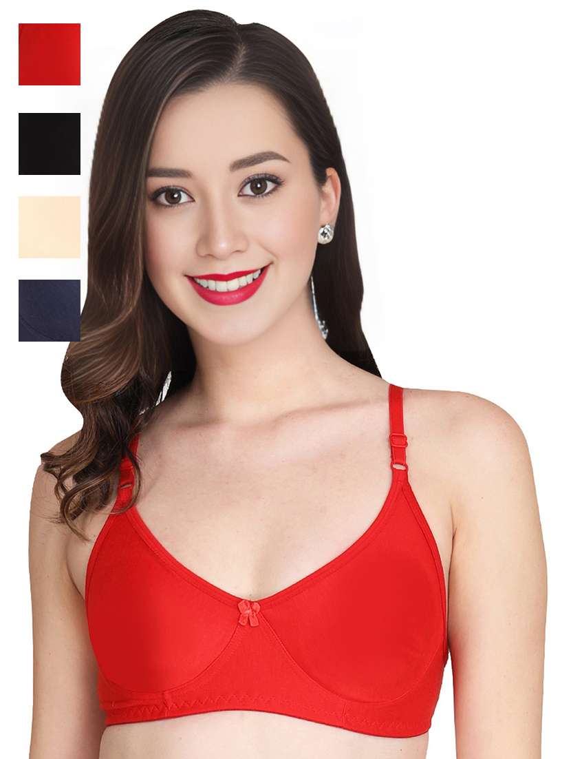 women pack of 4 solid non wired t-shirt bra