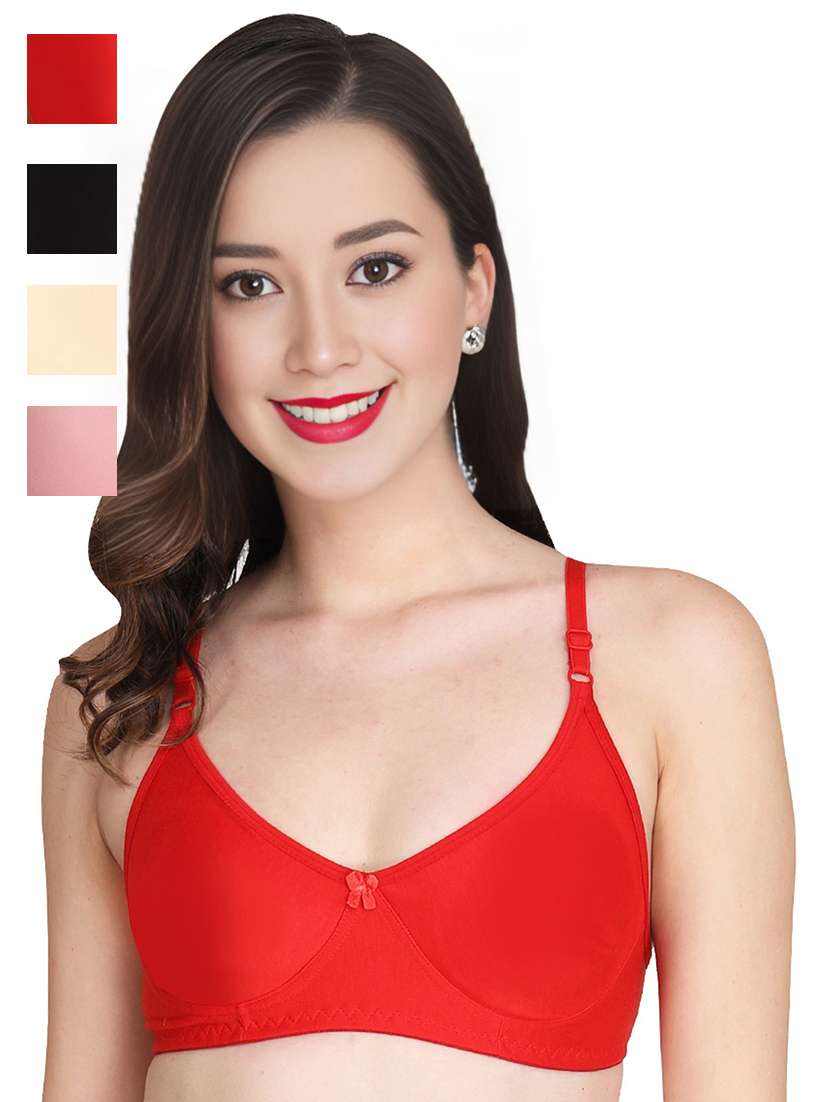 women pack of 4 solid non wired t-shirt bra