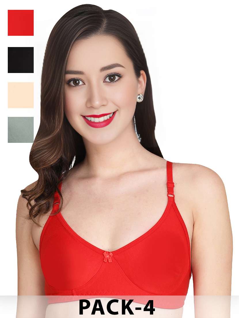 women pack of 4 solid non wired t-shirt bra