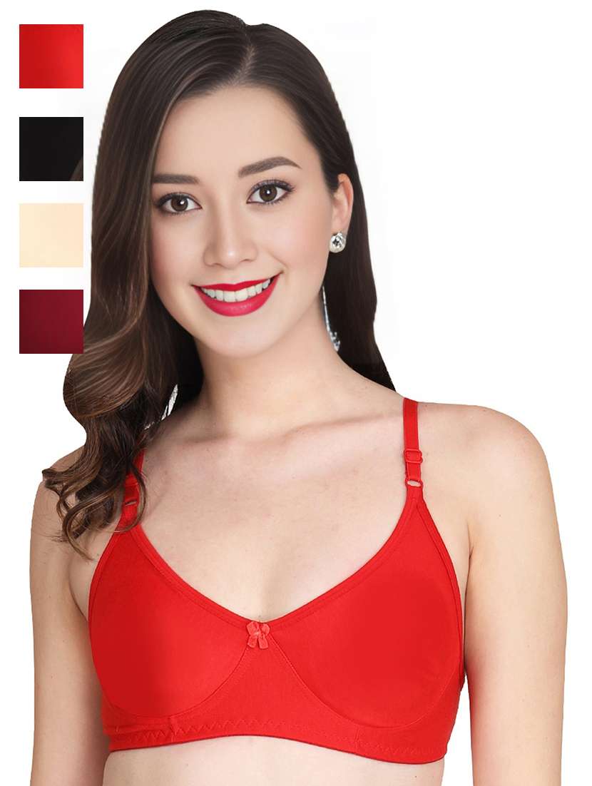 women pack of 4 solid non wired t-shirt bra