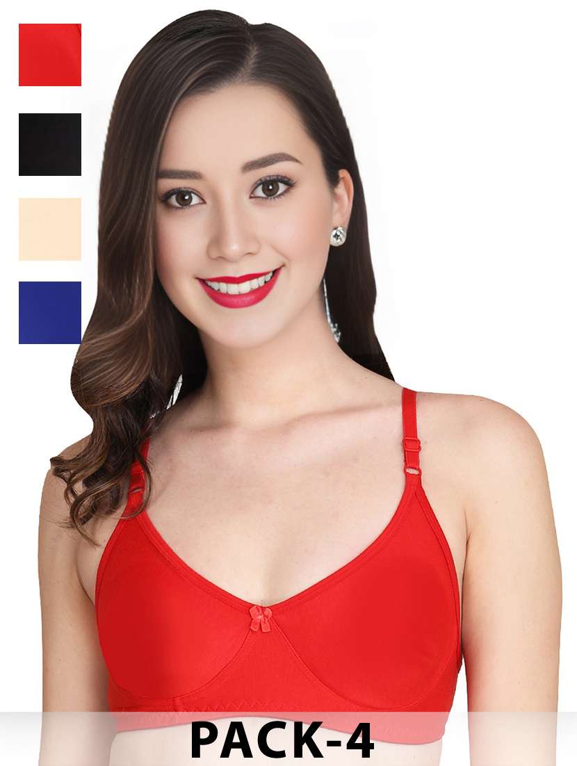 women pack of 4 solid non wired t-shirt bra