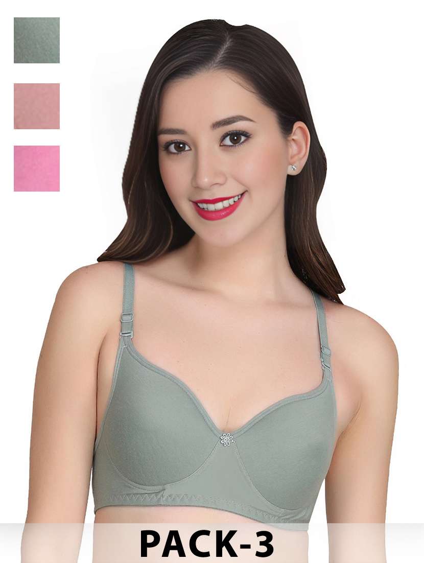 women pack of 3 solid non wired t-shirt bra