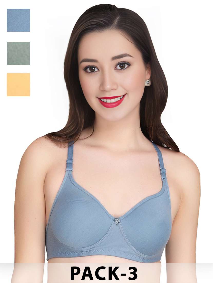 women pack of 3 solid non wired t-shirt bra