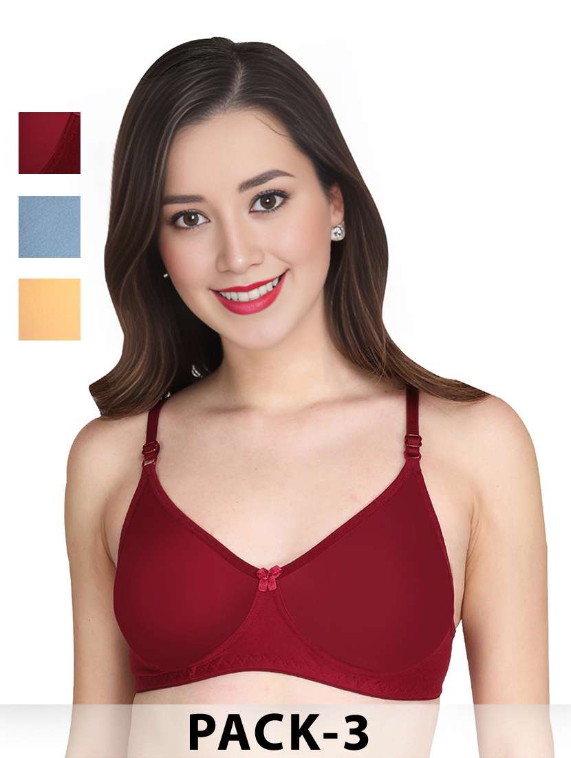 women pack of 3 solid lightly padded t-shirt bra
