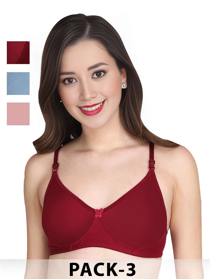 women pack of 3 solid lightly padded t-shirt bra