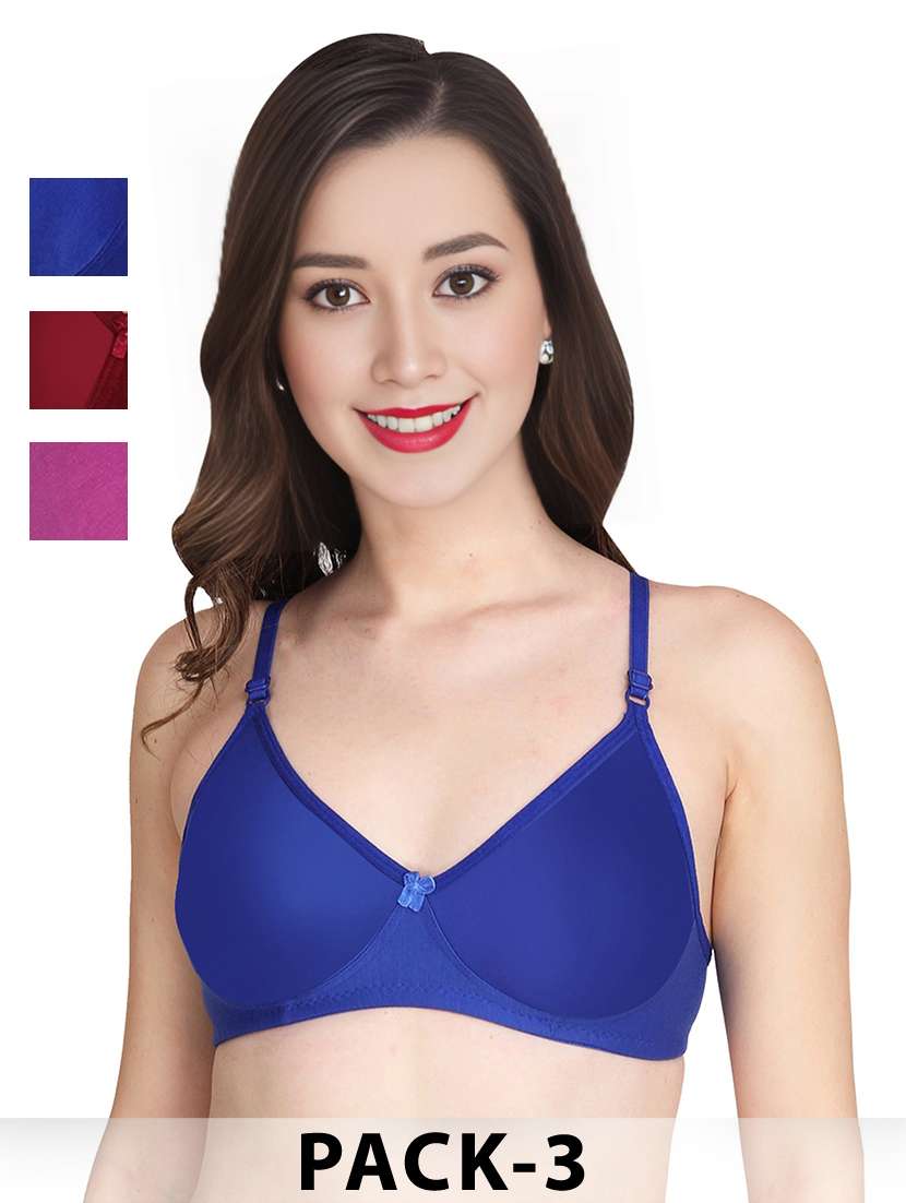 women pack of 3 solid lightly padded t-shirt bra