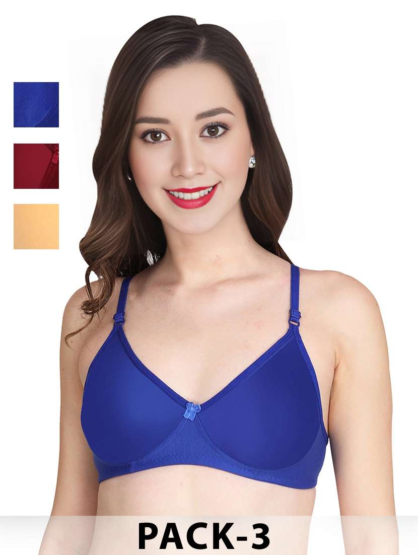 women pack of 3 solid lightly padded t-shirt bra