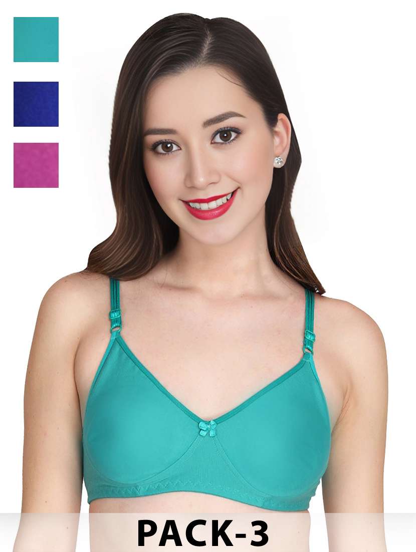 women pack of 3 solid non wired t-shirt bra
