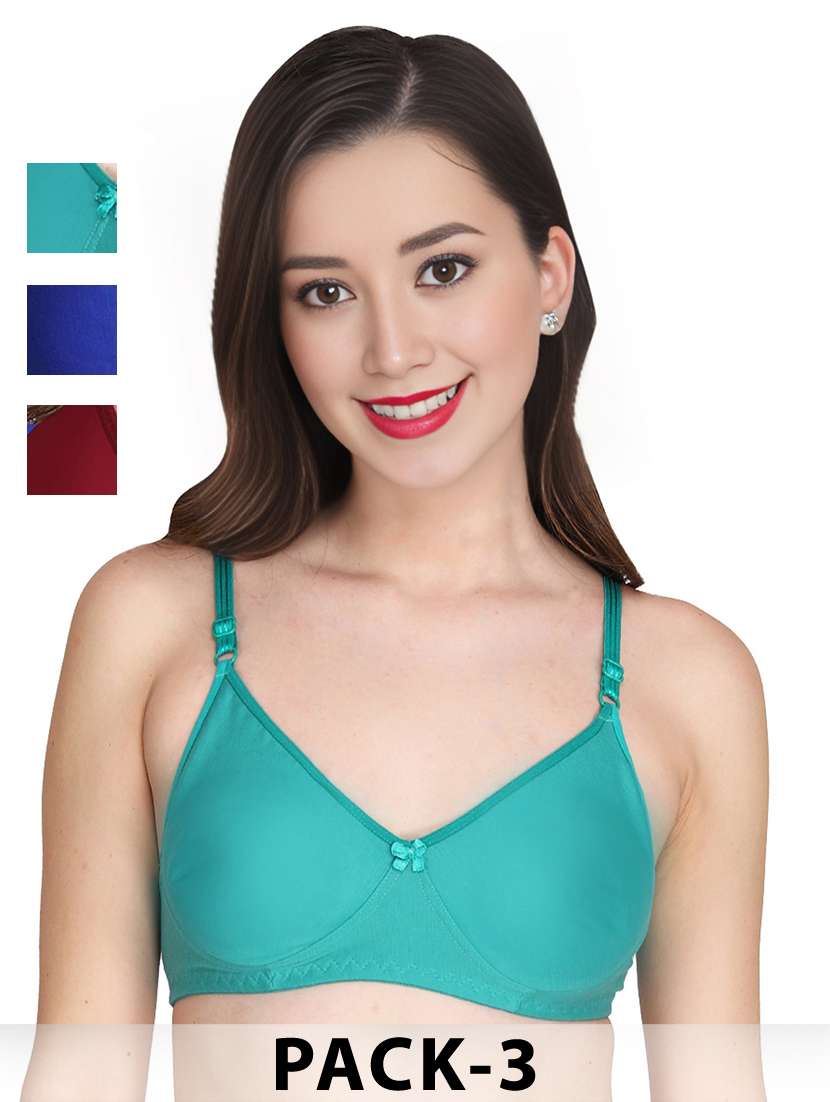 women pack of 3 solid lightly padded t-shirt bra