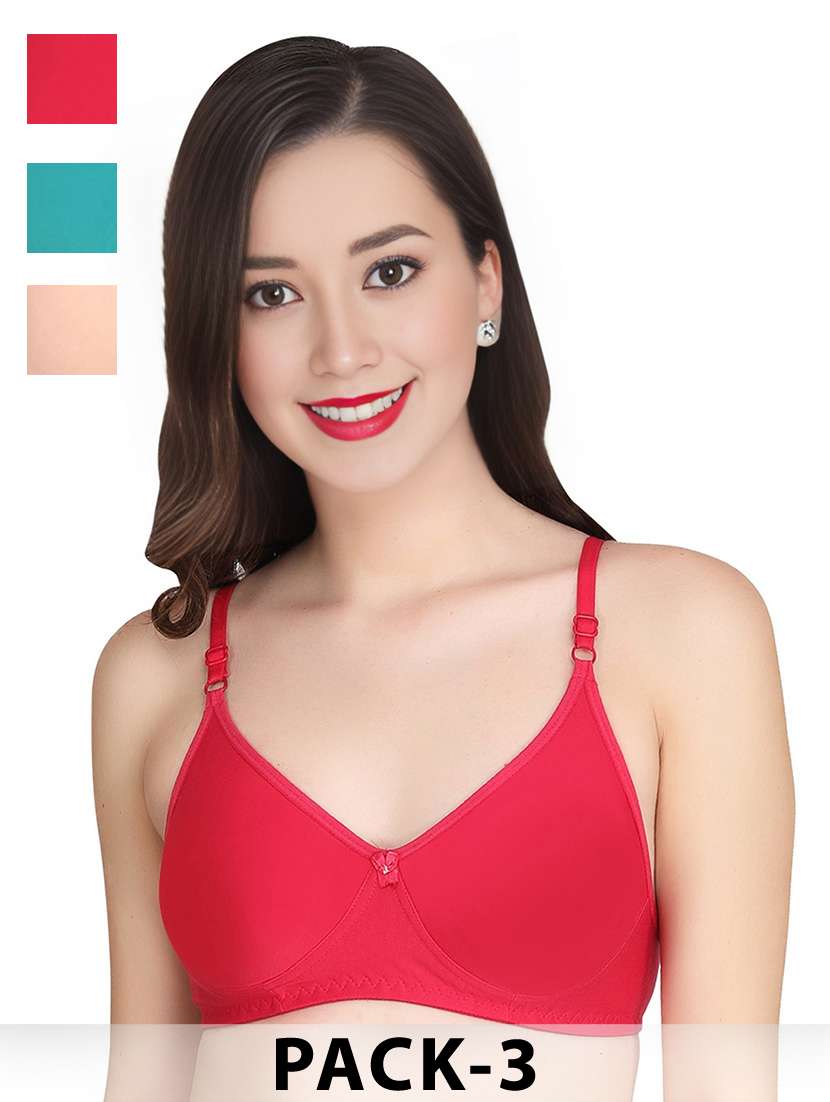 women pack of 3 solid non wired t-shirt bra