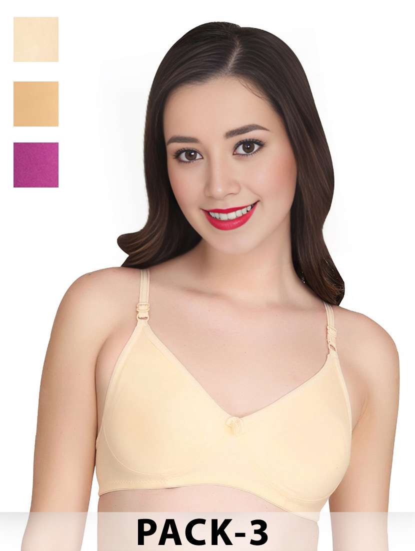 women pack of 3 solid non wired t-shirt bra