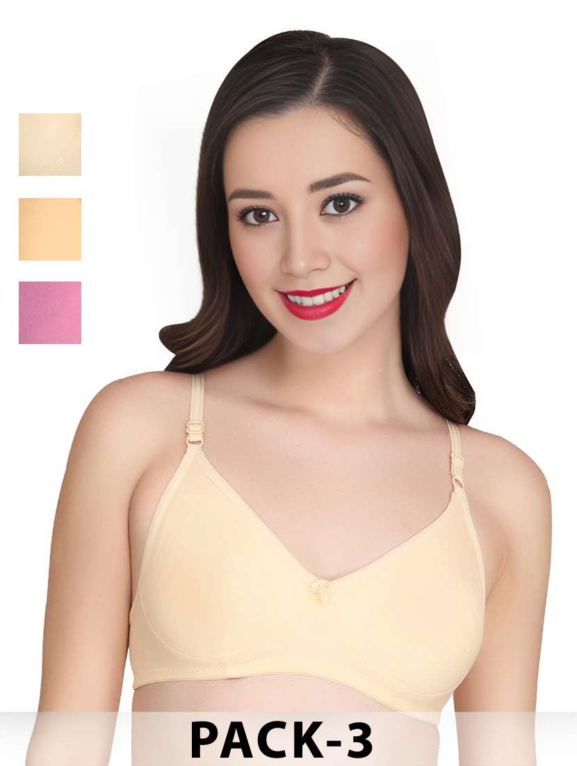 women pack of 3 solid lightly padded t-shirt bra